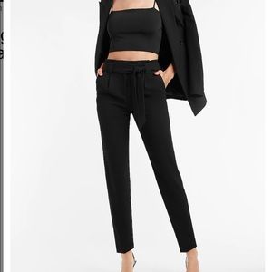 High rise black tie pants